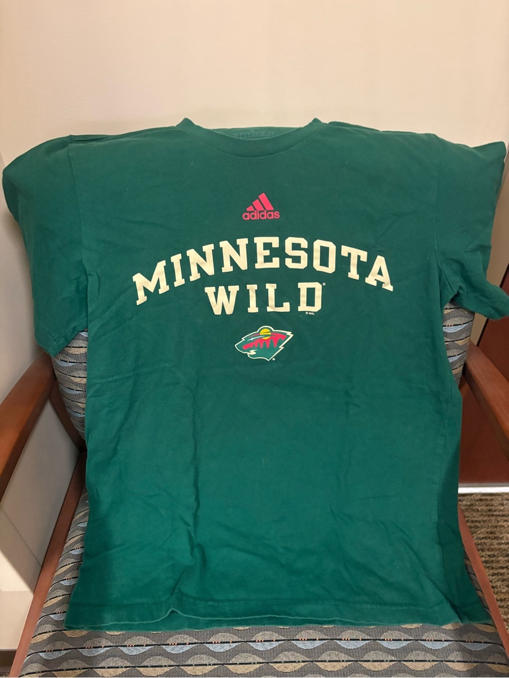 adidas Minnesota Wild Green Tee with White and Red Accents
